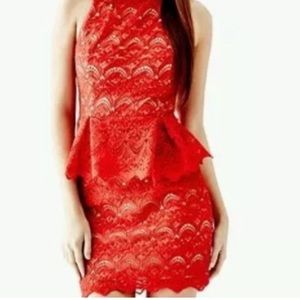 Guess red lace peplum dress. Like new!
